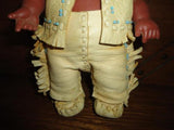 Vintage Regal Canada Native American Boy Doll Leather Outfit Beads & Moccasins