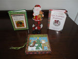 Christmas Set of 3 HC Miniature Books & Santa Figure