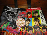Beatles Tote Shopping Bag Vintage Albums Theme Woven Plastic NEW