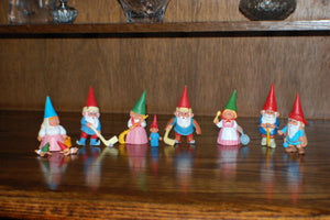 David The Gnome Set of 10 Assorted Rubber Toy Figures RARE