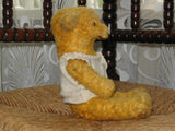 Antique French Pointy Nose Teddy Bear 1920s 1930s Yellow Silk Mohair Glass Eyes