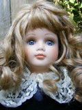 Gorgeous European Porcelain Doll 45 CM Dark Blue Velvet Dress