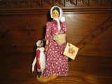 Cillacraft Welsh Dolls Mother & Daughter Off to the Market 7" Wooden w Tag