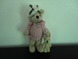 Miniature Mother Bear with Baby Girl Teddy Bear Plush 5 inch