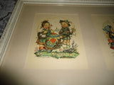 Antique 1950s Bavarian Germany Children Art Works Artist HANITZSCH Framed Set 2