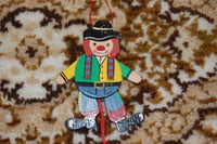Old Vintage Wooden String Puppet Clown 3.5 Inch