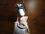 Antique Made in Japan Geisha Girl Lady Miniature Doll Statue 4 inch on Wood Base