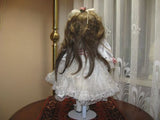 Vintage Porcelain Doll Berta Europe 40 CM Satin Lace Dress