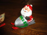 2 Christmas Ornaments Santa Snowmobile Partridge Pear Tree 1984 1992