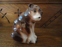 Vintage Russian Bear Brown Sitting Chubby Figurine Glossy Finish Russia Marked