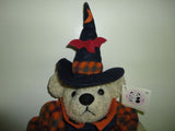 Pacifix Intl HALLOWEEN WITCH BEAR 21 inch Pumpkin Ghost Dress & Broom NEW