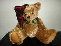 RARE Christmas Bear with Satin Hat & Mistletoe Bow 16 inch GORGEOUS !!