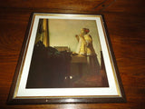 Artist Jan Vermeer van Delft Woman with a Pearl Necklace Swiss Framed w Glass
