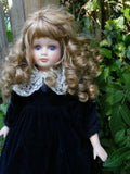 Gorgeous European Porcelain Doll 45 CM Dark Blue Velvet Dress