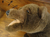 Brown GRIZZLY BEAR Plush Hand Puppet RARE 14 inch Vinyl Nose Funny Face