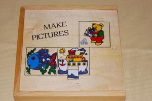 Dutch Wooden Puzzle Box Set Make Pictures Boat Bear Fish 3 Puzzles Agathan's