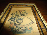 Original Bonnie Germany West Berlin Art German Girl w Basket & Birds Framed