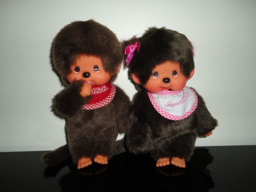 Monchhichi Sekiguchi EUROPE HOLLAND Monchichi Plush Doll Vtg Toy Boy Red Bib