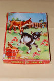 Vintage 60s Wooden Jigsaw Puzzle 24 Pieces Lambs in Field Pin-Kwin Netherlands