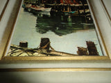 Antique USA Lithograph Richmond Irwin Kelsey Boats Dock Water Nr 5748 Framed