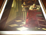 Artist Jan Vermeer van Delft Lady Writing a Letter with Her Maid Swiss Framed
