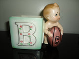 Antique Relpo Retro Vase Planter 1960s Chicago Porcelain Baby & Football