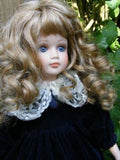 Gorgeous European Porcelain Doll 45 CM Dark Blue Velvet Dress