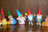 David The Gnome Set of 9 Working Gnomes & Hockey Player Rubber Toy Figures