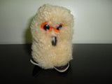 Handmade Real Wool OWL Figurine Leather Feet 3 inch