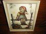 Vintage Hummel Bavaria Germany Art Print Set of 2 Boy and Girl Wooden Frame