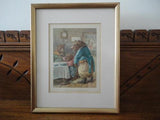 Antique Original Goldilocks Three Bears C. 1895 Chromolithograph Print Framed