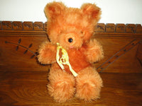 Antique Nicky's Toy Canada Tongue Teddy Bear Orange Plush 13 inch