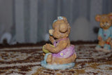 Girl Bear Eating Honey From Bowl & Boy Bear Building Castle Lot of 2 Figurines