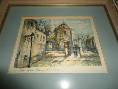 Antique Simpsons Framed Art PARIS Eglise St Pierre De Montmartre Church