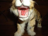 Antique Vintage Real Fur Tiger Statue Glass Eyes & Teeth 9 inch