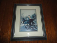 Canadian Artist Tammy Laye 3 PUPS Baby & Lab in Wheelbarrow Print Framed Glass