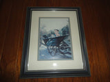Canadian Artist Tammy Laye 3 PUPS Baby & Lab in Wheelbarrow Print Framed Glass