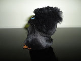 Handmade Black Fur Leather Raven Crow Figurine 2.5 inch