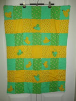 Vintage Handmade Patchwork Quilt Cute Mice Green Yellow Flowers Cherries 36