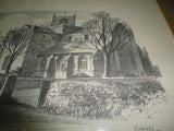 Original Art UK Artist JUDGES Pencil Sketch Cartmel Priory Cumbria Framed