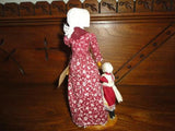 Cillacraft Welsh Dolls Mother & Daughter Off to the Market 7" Wooden w Tag