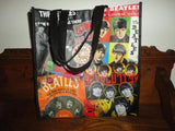 Beatles Tote Shopping Bag Vintage Albums Theme Woven Plastic NEW