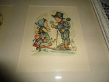 Antique 1950s Bavarian Germany Children Art Works Artist HANITZSCH Framed Set 2