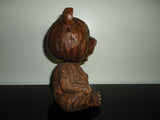 Bear Bobblehead Heavy Solid Wood Statue Hand Carved 7 inch RARE