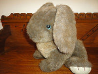 Gund Vintage 1985 Brown Sitting Bunny Rabbit Suede Paws Blue Eyes