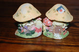 2 Mice in a Gnome Mushroom House Hinged to Open Hand Painted Figurine