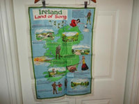 Vintage Made in Ireland Land of Song by Nelson Pure Linen Cloth 30x20inch