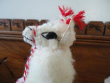 Vintage LLAMA Figure Real Wool 9 inch Tall Bendable Legs