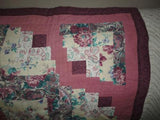 Vintage Quilt Assorted Pattern Rose Plum Beige Color Dolls Bears Children 48x34