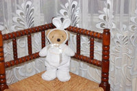 Soft Stuffed Teddy Bear Dressed As White Rabbit Outfit 10 inch